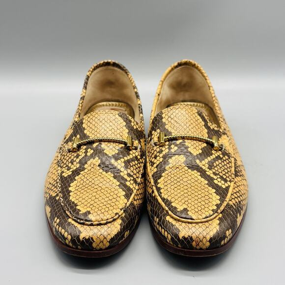 Sam Edelman Shoes Womens 7 Tan Brown Leather Bit Loafers Snakeskin Print - Picture 3 of 11